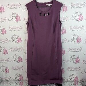 Cleo dress metal grommets detail neckline Purple Midi Dress with Grommet Detail